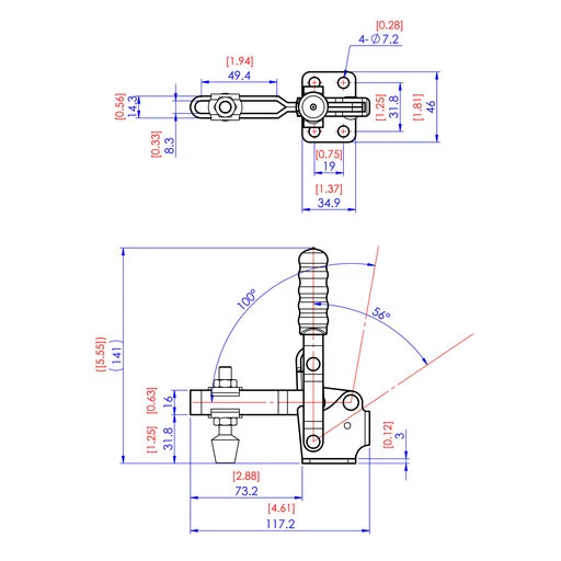 Vertical Handle Toggle Clamp - 2-7/8" X 1/8" - 500 Lb Capacity - Image 2