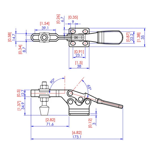 Low Silhouette Toggle Clamp - 2-3/4" X 1/4" - 500 Lb Capacity - Image 2