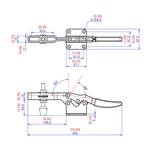 Low Silhouette Toggle Clamp - 4-1/4" X 7/32" - 750 Lb Capacity - Image 2